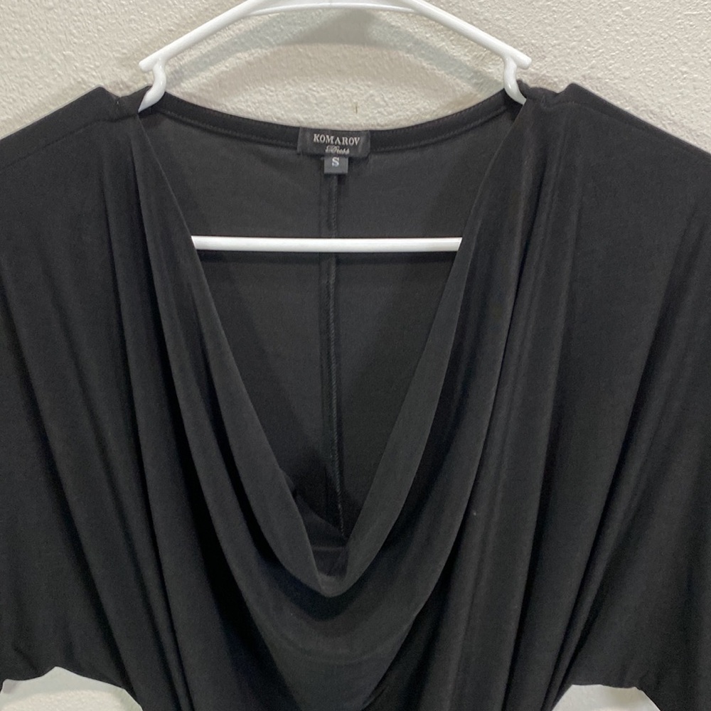 Komarov cowl neck dress black mini lagenlook - Picture 2 of 8